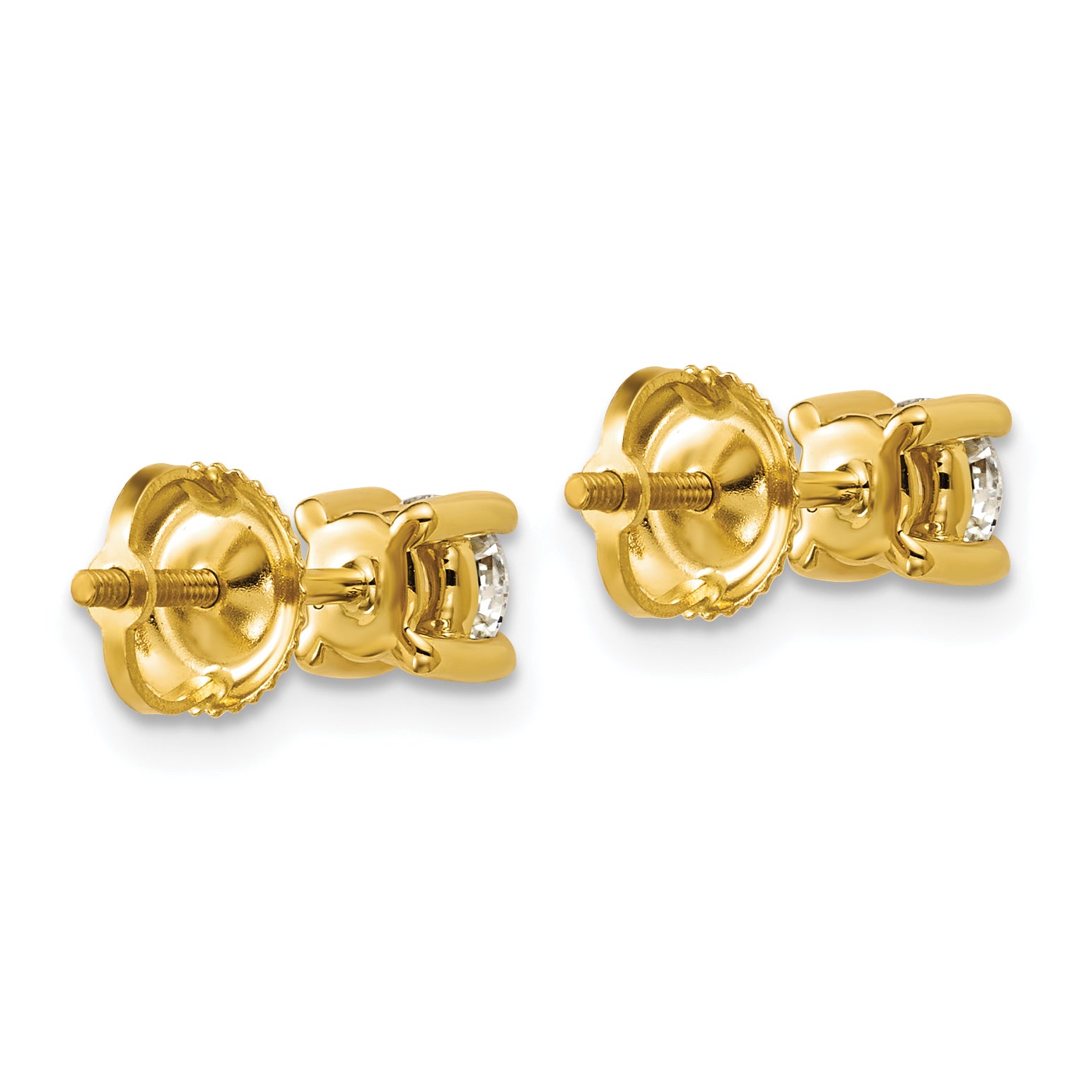 14K Yellow Gold 5/8 ct Lab-Created Diamond VS/SI+ G+, 4-Prong Screw-Back Stud Earrings