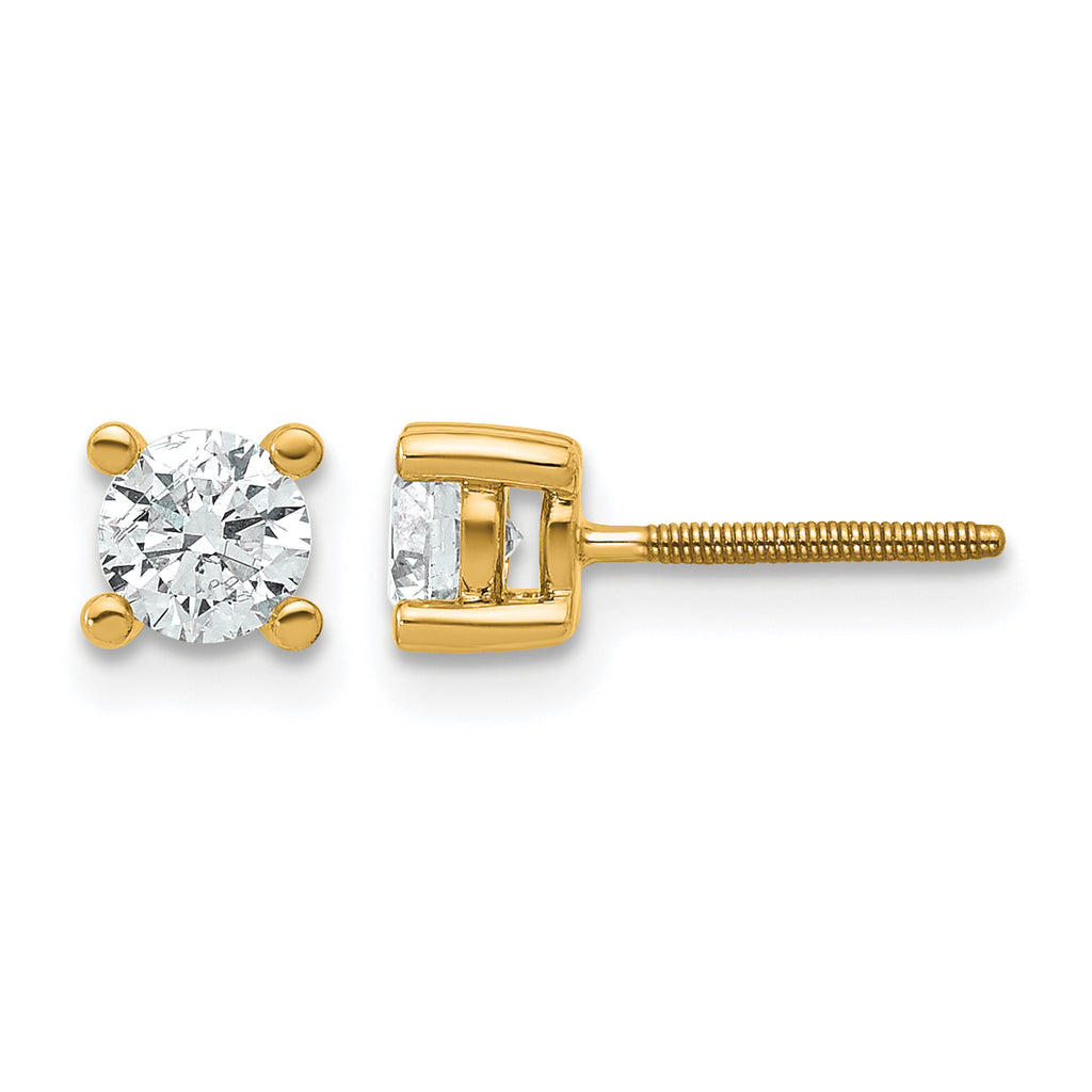 14K Yellow Gold 5/8 ct Certified Lab-Created Diamond VS/SI+ G+, 4-Prong Screw-Back Stud Earrings