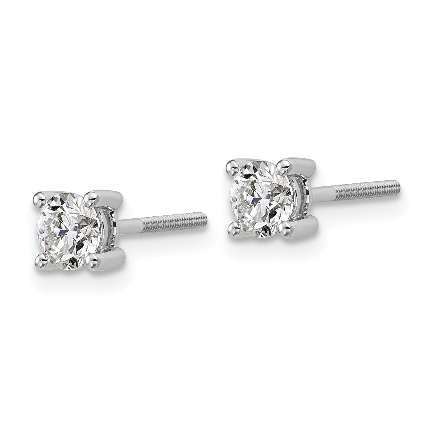 18K White Gold 3/4 ct Lab-Created Diamond VS+ F+, 4-Prong Screw-Back Stud Earrings