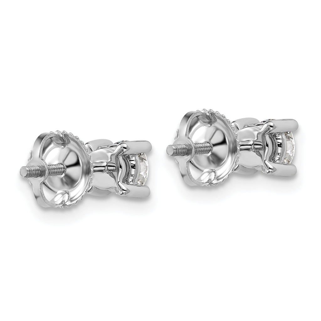 18K White Gold 3/4 ct Certified Lab-Created Diamond VS+ F+, 4-Prong Screw-Back Stud Earrings