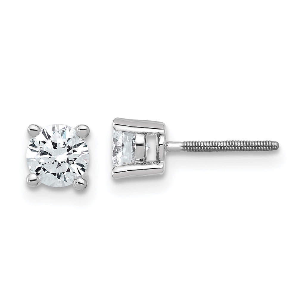18K White Gold 3/4 ct Lab-Created Diamond VS+ F+, 4-Prong Screw-Back Stud Earrings