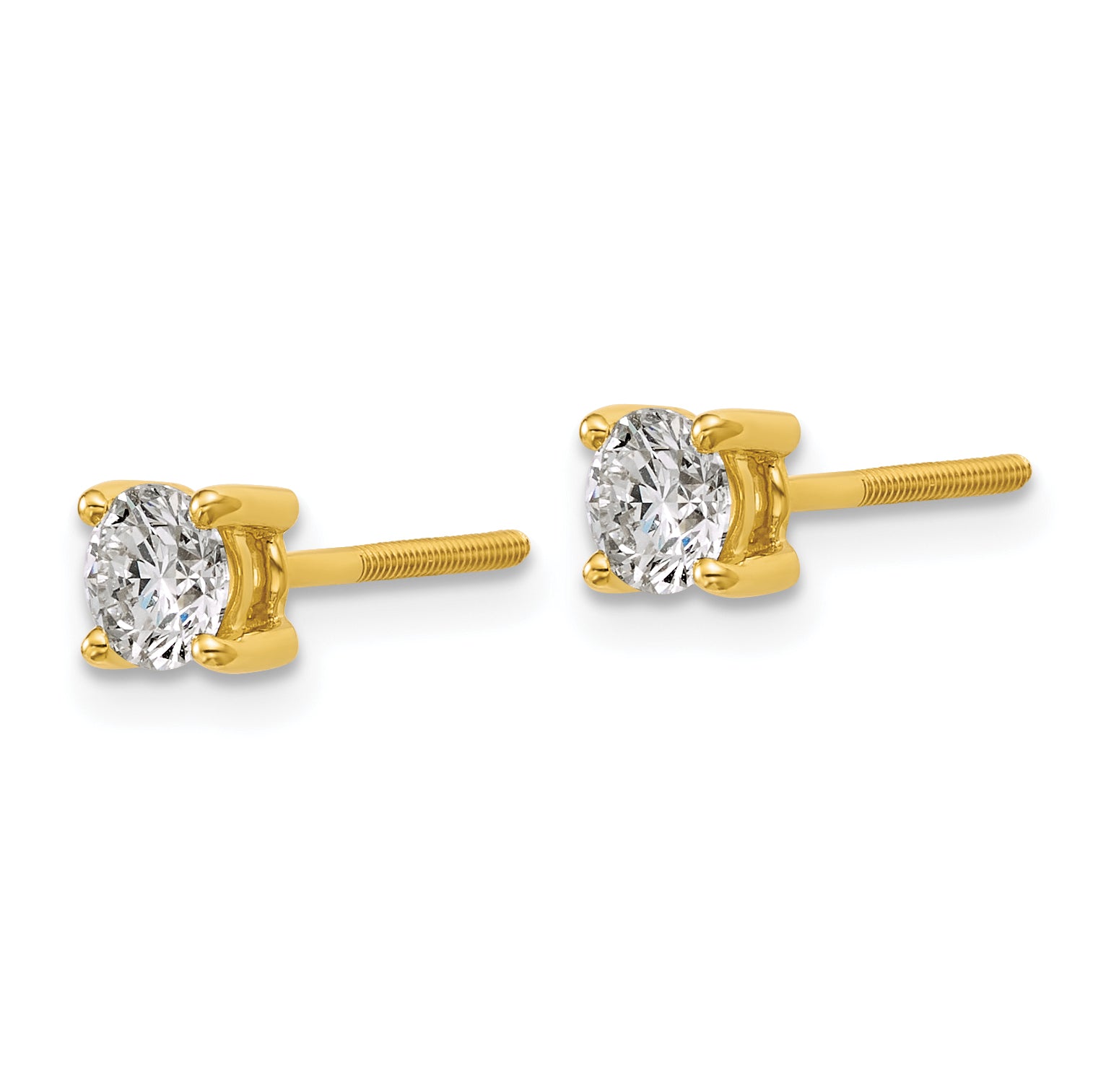 18K Yellow Gold 3/4 ct Lab-Created Diamond VS+ F+, 4-Prong Screw-Back Stud Earrings Main image