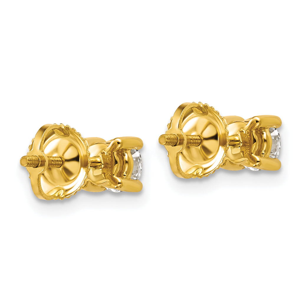 18K Yellow Gold 3/4 ct Certified Lab-Created Diamond VS+ F+, 4-Prong Screw-Back Stud Earrings