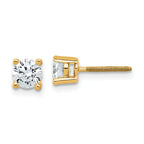 18K Yellow Gold 3/4 ct Certified Lab-Created Diamond VS+ F+, 4-Prong Screw-Back Stud Earrings
