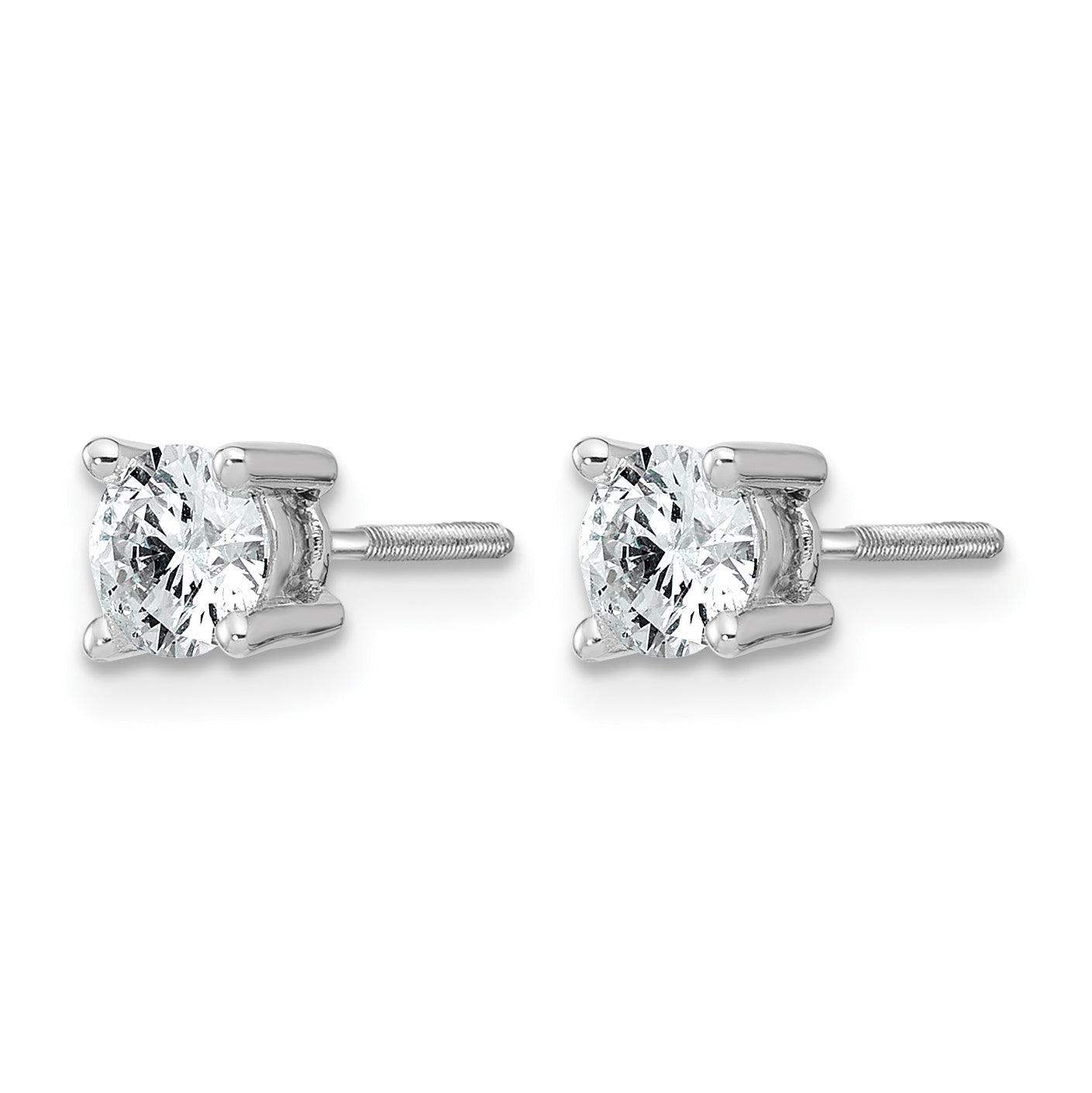 14K White Gold 3/4 ct Lab-Created Diamond VS+ F+, 4-Prong Screw-Back Stud Earrings