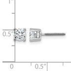 14K White Gold 3/4 ct Certified Lab-Created Diamond VS+ F+, 4-Prong Screw-Back Stud Earrings