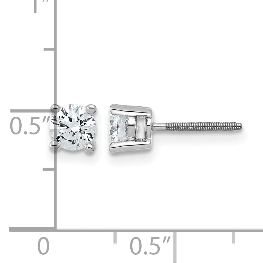 14K White Gold 3/4 ct Lab-Created Diamond VS/SI+ G+, 4-Prong Screw-Back Stud Earrings