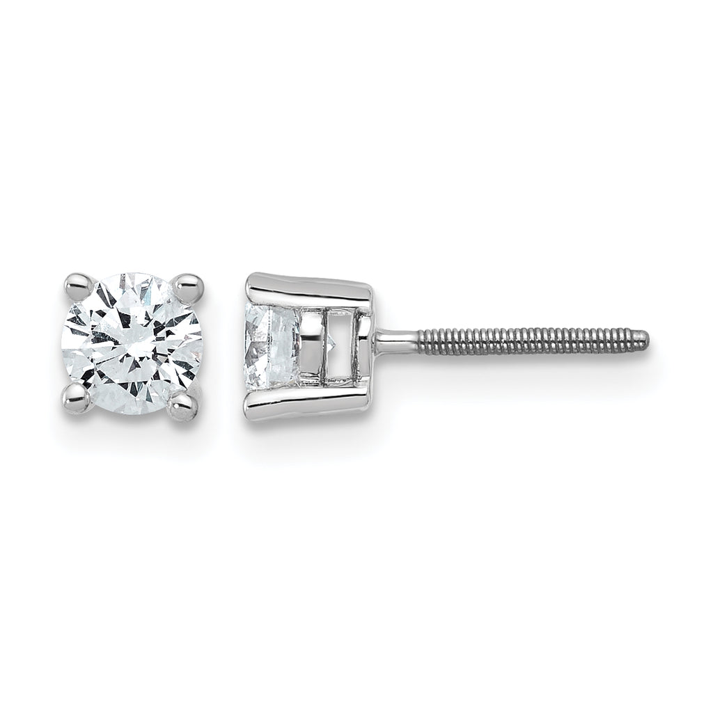 14K White Gold 3/4 ct Certified Lab-Created Diamond VS+ F+, 4-Prong Screw-Back Stud Earrings