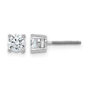 14K White Gold 3/4 ct Lab-Created Diamond VS/SI+ G+, 4-Prong Screw-Back Stud Earrings