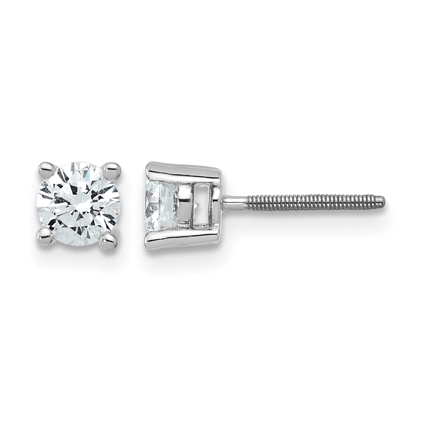 14K White Gold 3/4 ct Lab-Created Diamond VS/SI+ G+, 4-Prong Screw-Back Stud Earrings