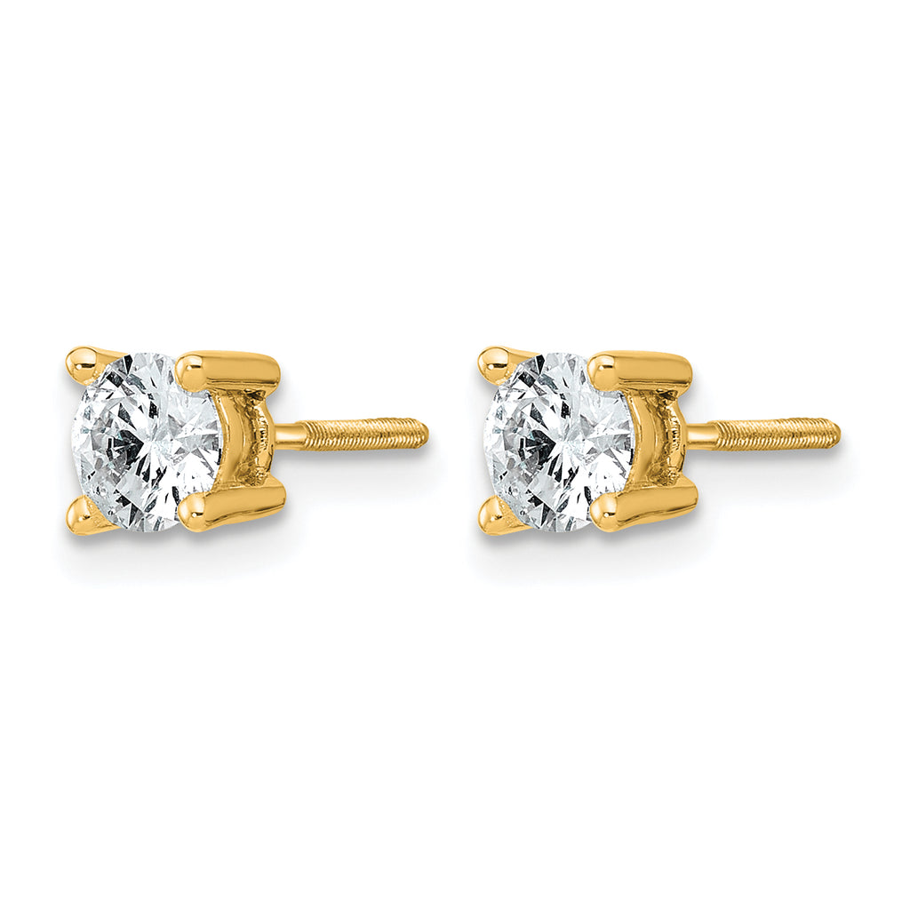 14K Yellow Gold 3/4 ct Lab-Created Diamond VS+ F+, 4-Prong Screw-Back Stud Earrings
