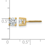 14K Yellow Gold 3/4 ct Lab-Created Diamond VS/SI+ G+, 4-Prong Screw-Back Stud Earrings