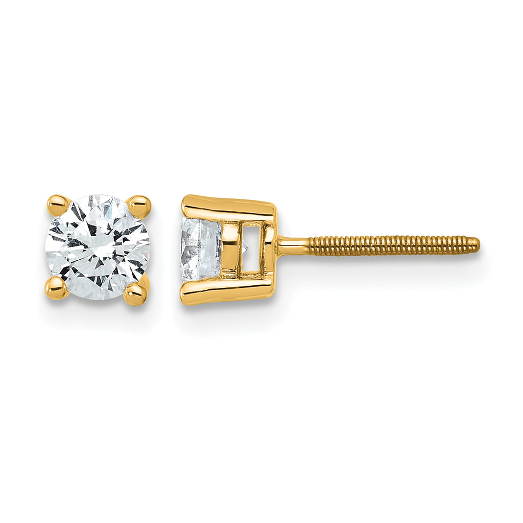 14K Yellow Gold 3/4 ct Certified Lab-Created Diamond VS/SI+ G+, 4-Prong Screw-Back Stud Earrings