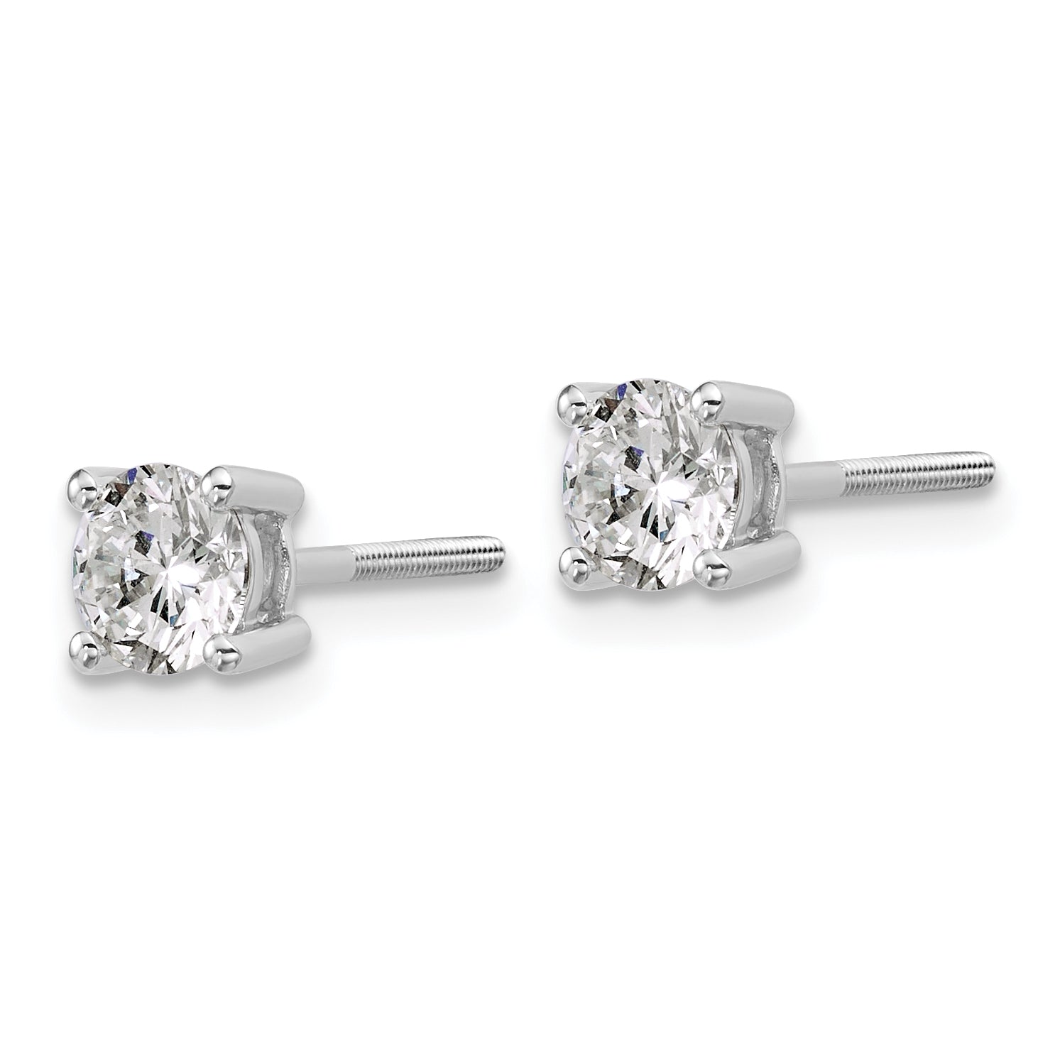 18K White Gold 1 ct Certified Lab-Created Diamond VS+ F+, 4-Prong Screw-Back Stud Earrings