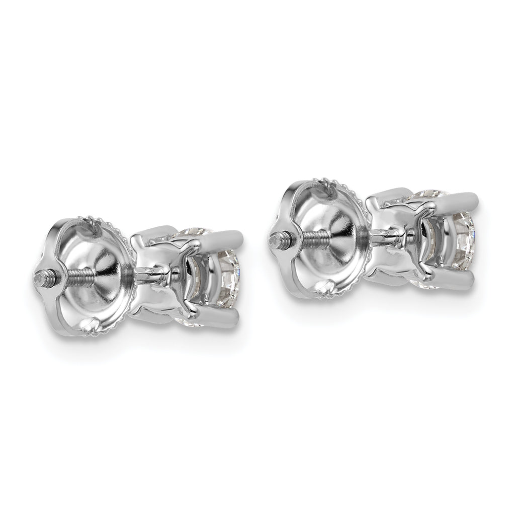 18K White Gold 1 ct Lab-Created Diamond VS+ F+, 4-Prong Screw-Back Stud Earrings