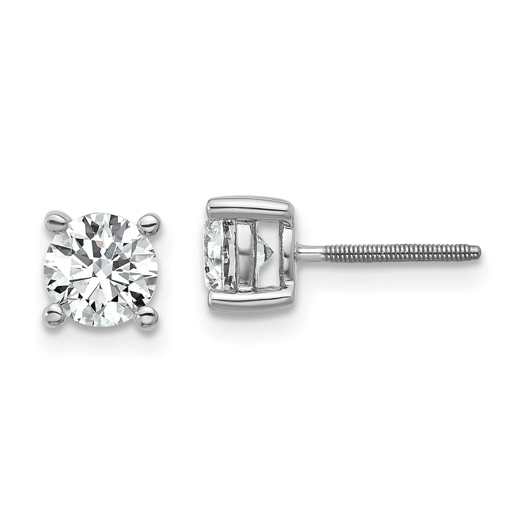 18K White Gold 1 ct Lab-Created Diamond VS+ F+, 4-Prong Screw-Back Stud Earrings