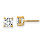 18K Yellow Gold 1 ct Lab-Created Diamond VS+ F+, 4-Prong Screw-Back Stud Earrings