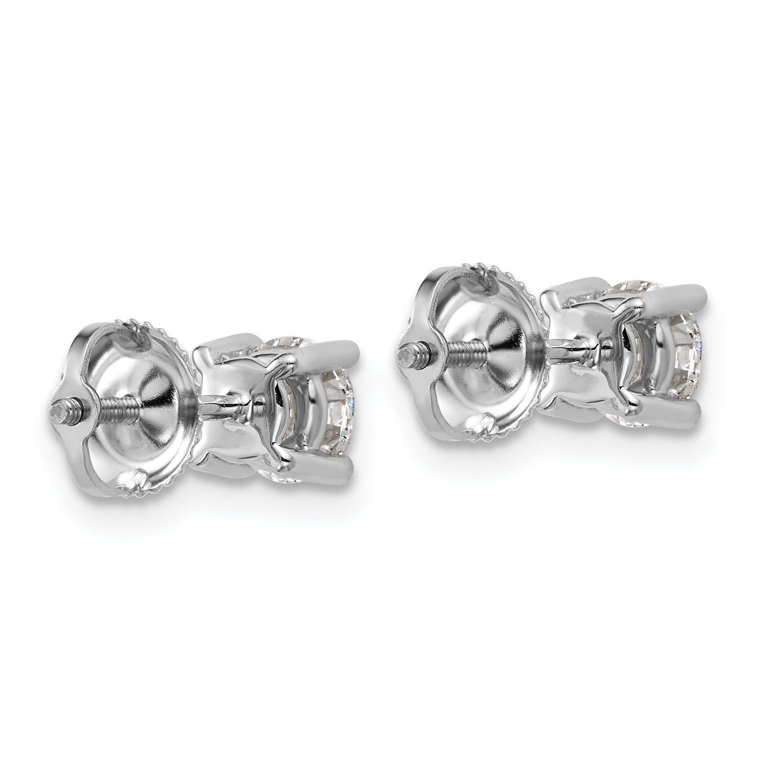 Platinum 1 carat Lab Grown Diamond VS+ F+ Round Complete Four Prong Screwback Stud Earrings
