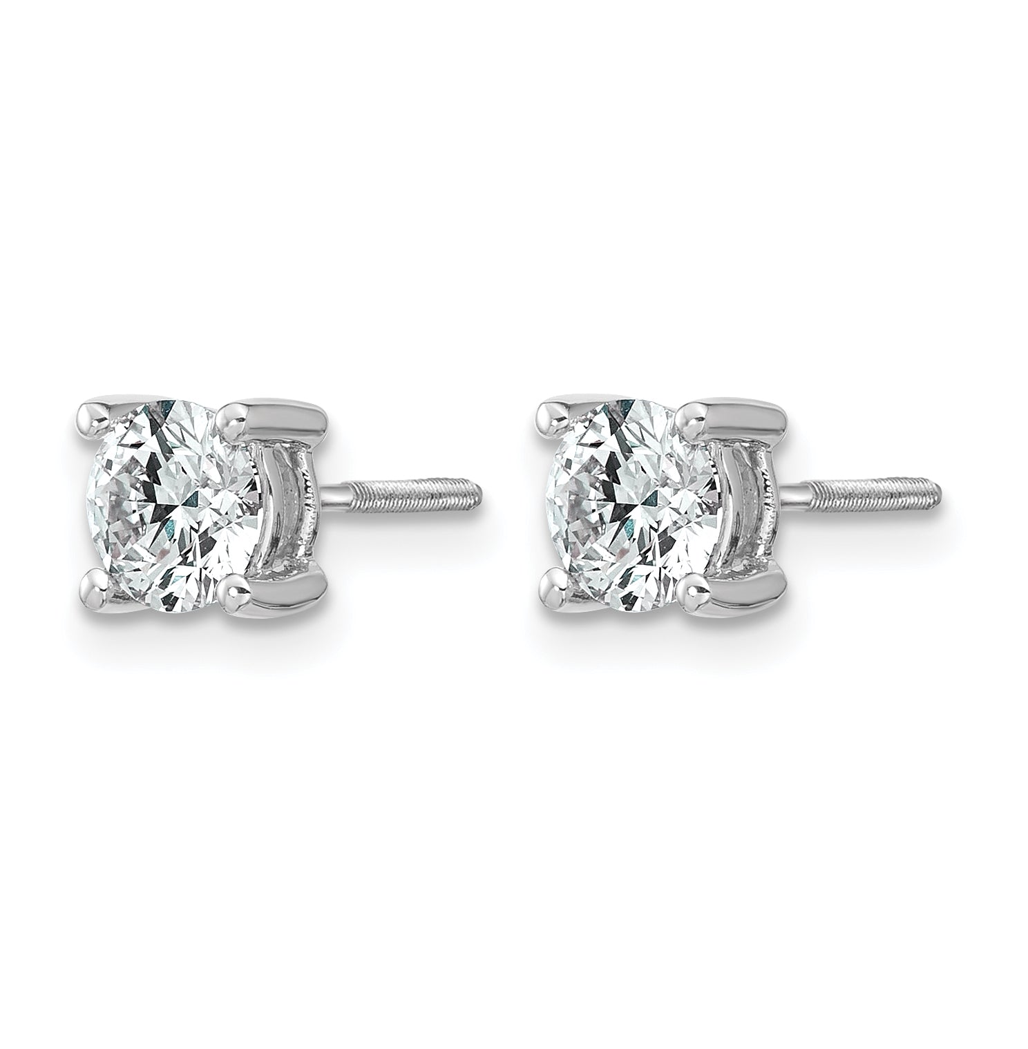 14K White Gold 1 ct Certified Lab-Created Diamond VS+ F+, 4-Prong Screw-Back Stud Earrings