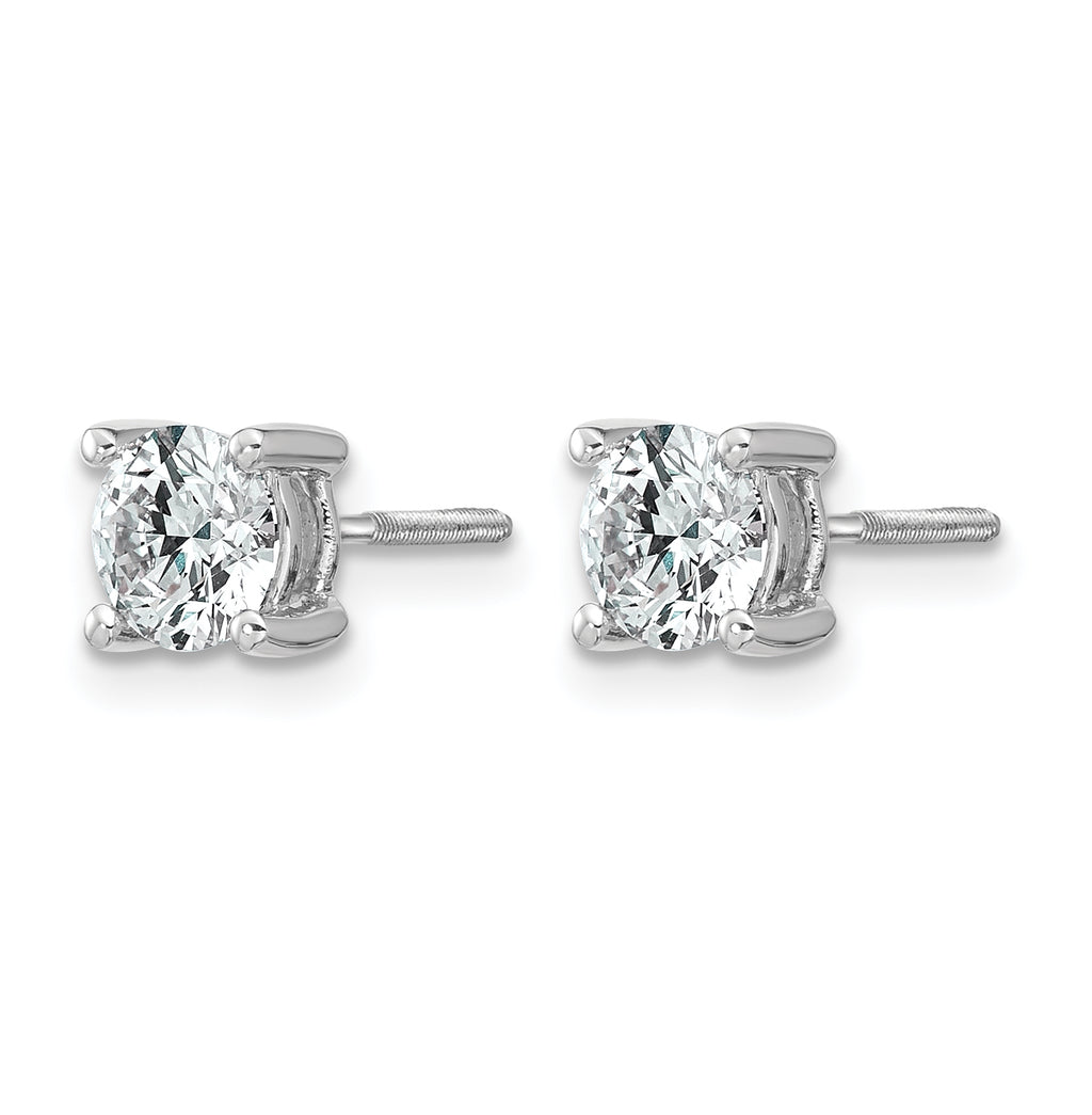 14K White Gold 1 ct Lab-Created Diamond VS+ F+, 4-Prong Screw-Back Stud Earrings