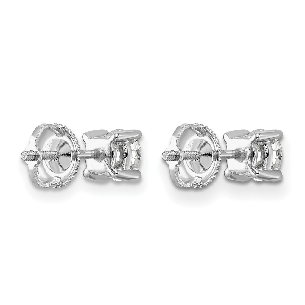 14K White Gold 1 ct Certified Lab-Created Diamond VS+ F+, 4-Prong Screw-Back Stud Earrings
