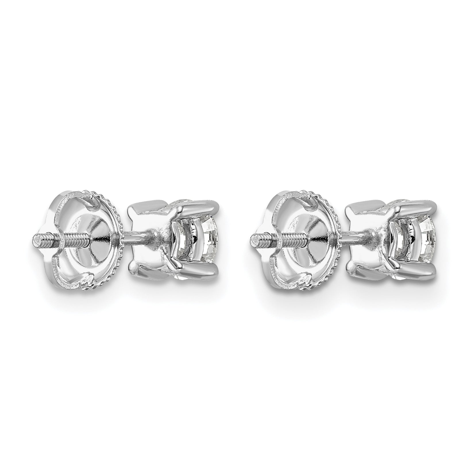 14K White Gold 1 ct Certified Lab-Created Diamond VS+ F+, 4-Prong Screw-Back Stud Earrings