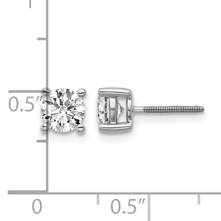 14K White Gold 1 ct Certified Lab-Created Diamond VS+ F+, 4-Prong Screw-Back Stud Earrings