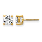 14K Yellow Gold 1 ct Certified Lab-Created Diamond VS+ F+, 4-Prong Screw-Back Stud Earrings