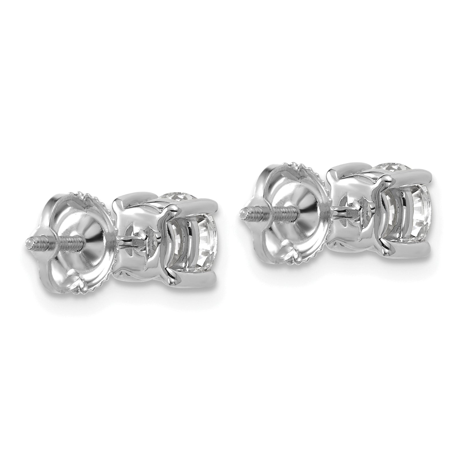 18K White Gold 1/2 ct Lab-Created Diamond VS+ F+, 4-Prong Screw-Back Stud Earrings