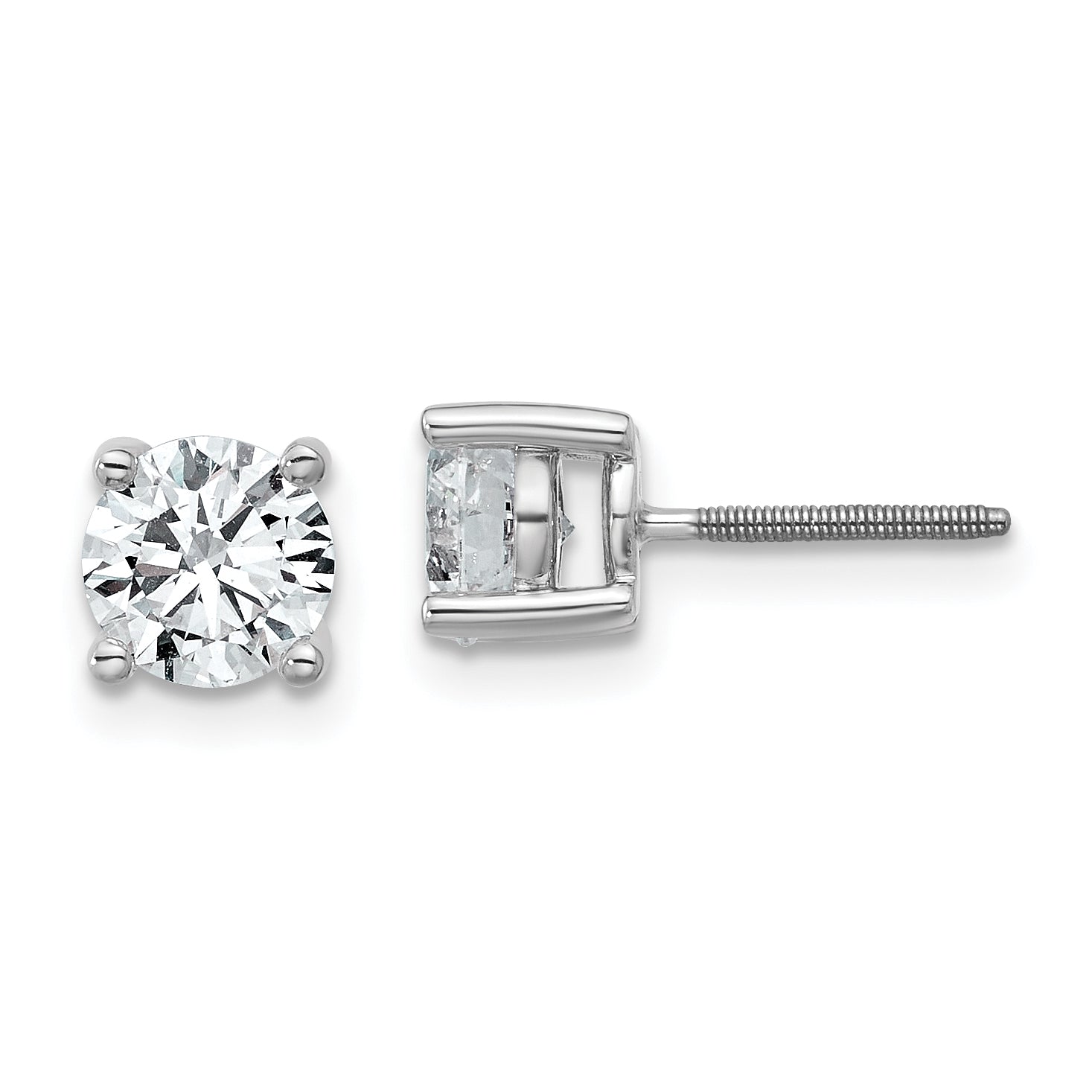 18K White Gold 1/2 ct Lab-Created Diamond VS+ F+, 4-Prong Screw-Back Stud Earrings Main image