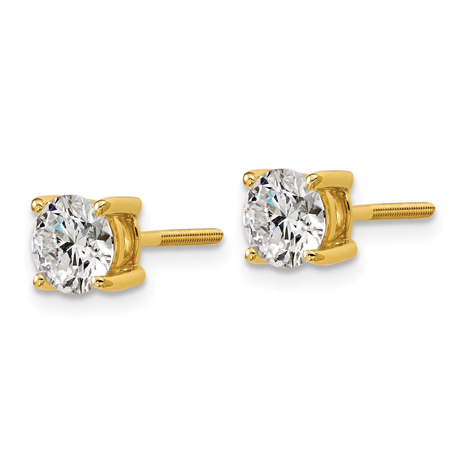 18K Yellow Gold 1/2 ct Certified Lab-Created Diamond VS+ F+, 4-Prong Screw-Back Stud Earrings Secondary image