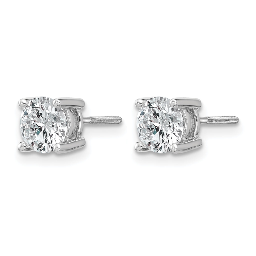 14K White Gold 1 1/2 ct Lab-Created Diamond VS+ F+, 4-Prong Screw-Back Stud Earrings
