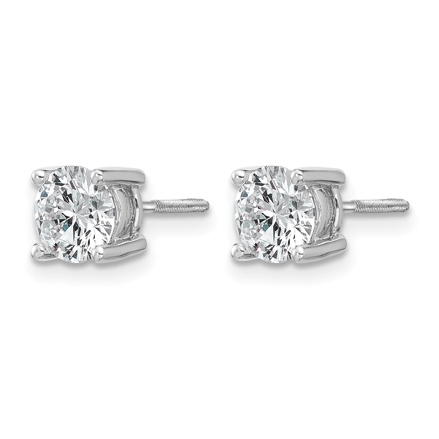 14K White Gold 1 1/2 ct Certified Lab-Created Diamond VS+ F+, 4-Prong Screw-Back Stud Earrings Main image