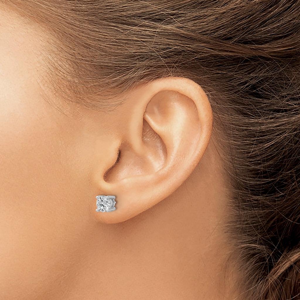14K White Gold 1 1/2 ct Lab-Created Diamond VS/SI+ G+, 4-Prong Screw-Back Stud Earrings