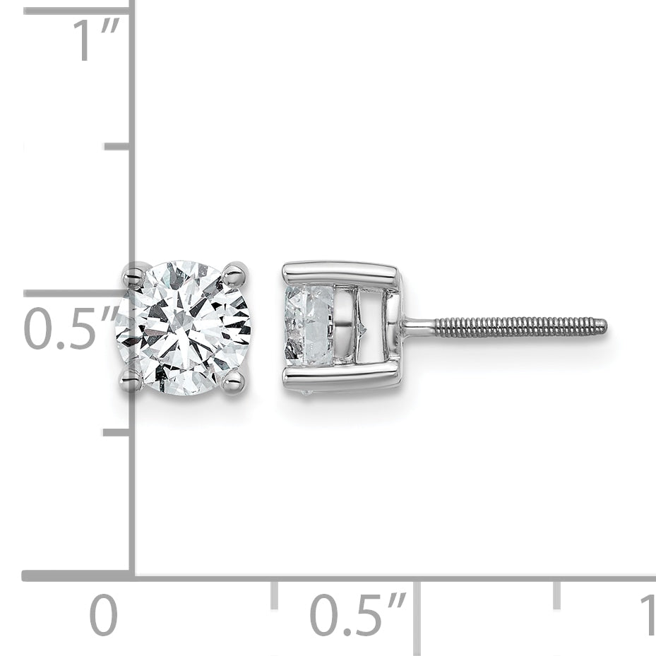 14K White Gold 1 1/2 ct Lab-Created Diamond VS/SI+ G+, 4-Prong Screw-Back Stud Earrings
