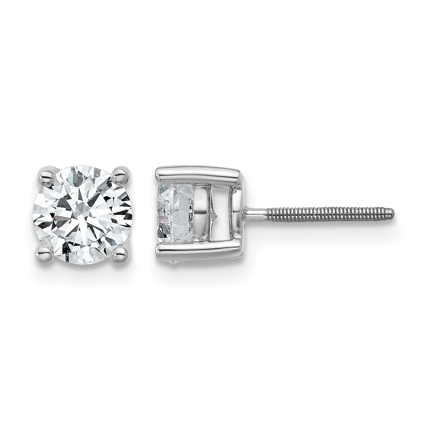 14K White Gold 1 1/2 ct Lab-Created Diamond VS+ F+, 4-Prong Screw-Back Stud Earrings Main image