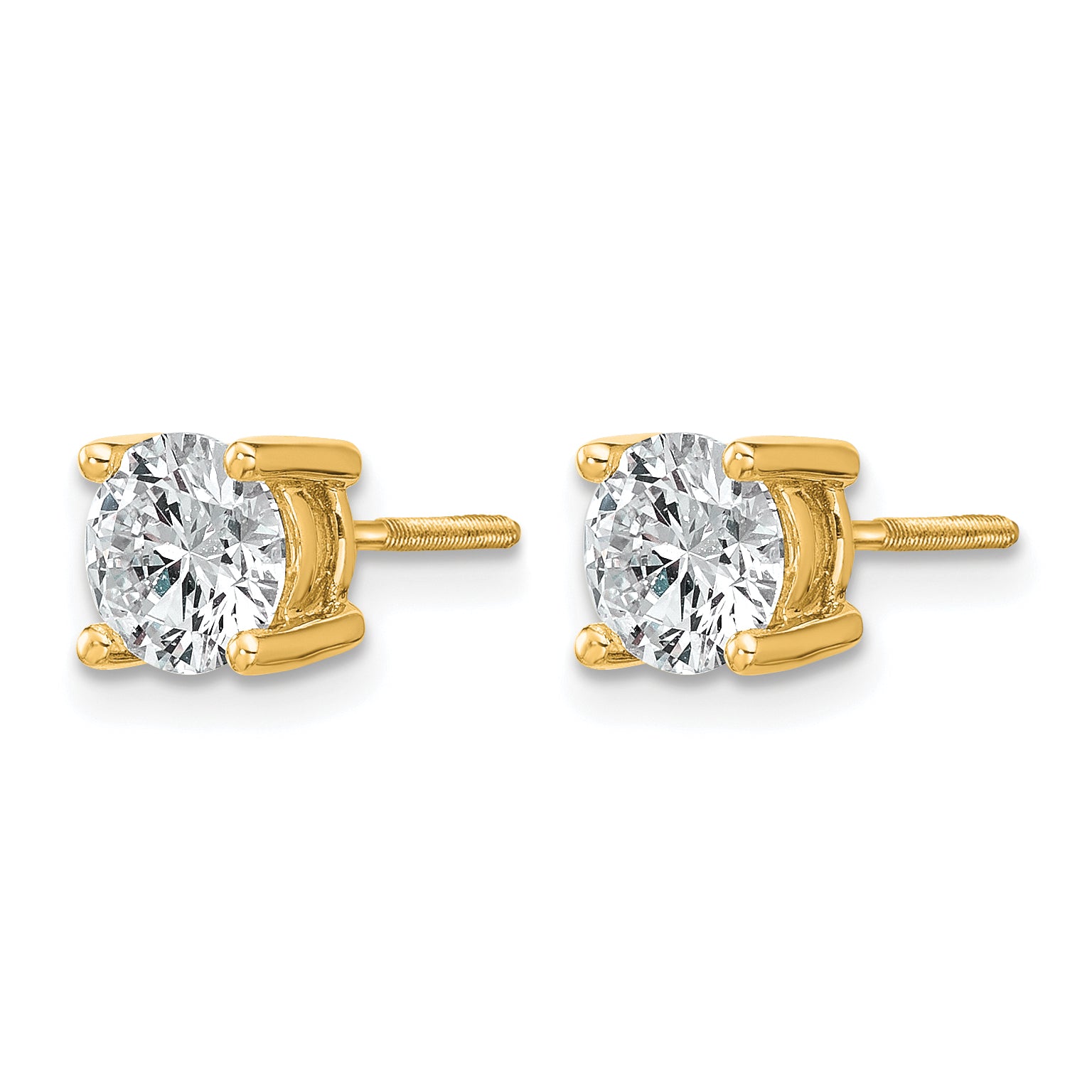 14K Yellow Gold 1 1/2 ct Certified Lab-Created Diamond VS+ F+, 4-Prong Screw-Back Stud Earrings Secondary image