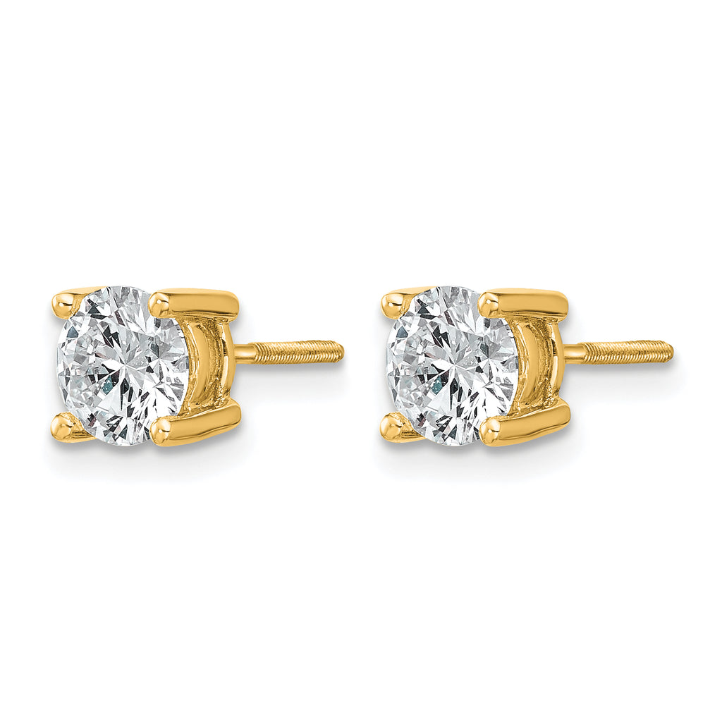 14K Yellow Gold 1 1/2 ct Certified Lab-Created Diamond VS+ F+, 4-Prong Screw-Back Stud Earrings