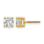 14K Yellow Gold 1 1/2 ct Certified Lab-Created Diamond VS+ F+, 4-Prong Screw-Back Stud Earrings