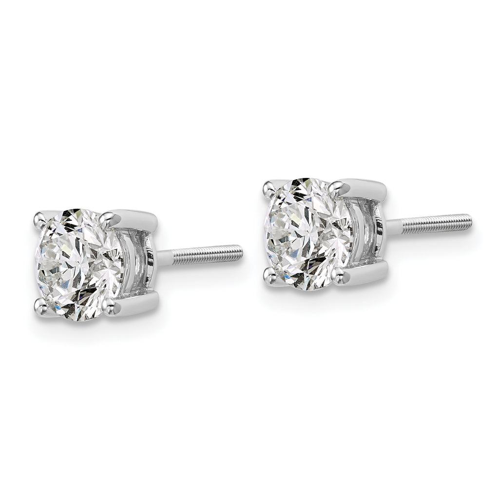 Platinum 2 ct Certified Lab-Created Diamond VS+ F+, 4-Prong Screw-Back Stud Earrings