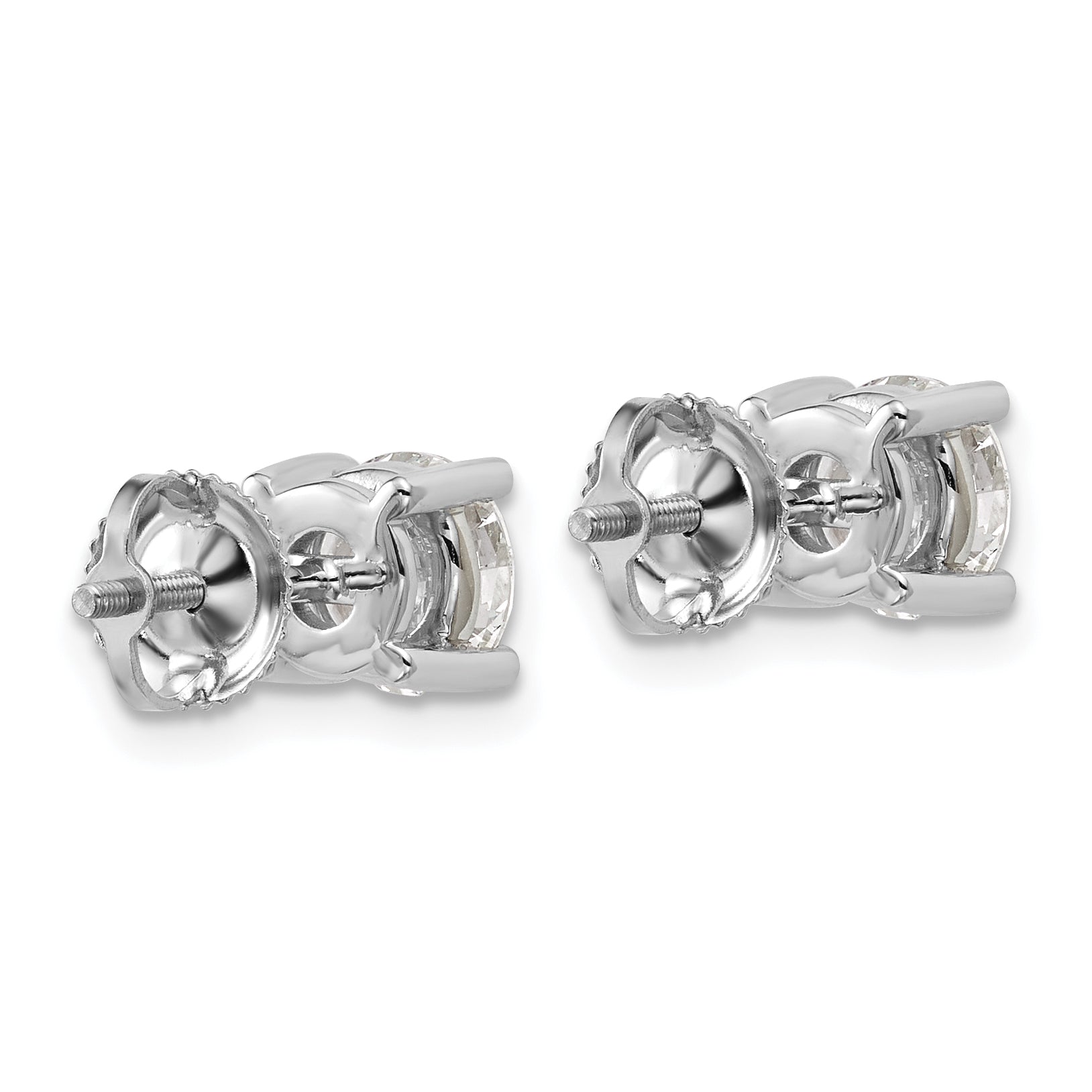 Platinum 2 1/2 carat Certified Lab Grown Diamond VS+ F+ Round Complete Four Prong Screwback Stud Earrings
