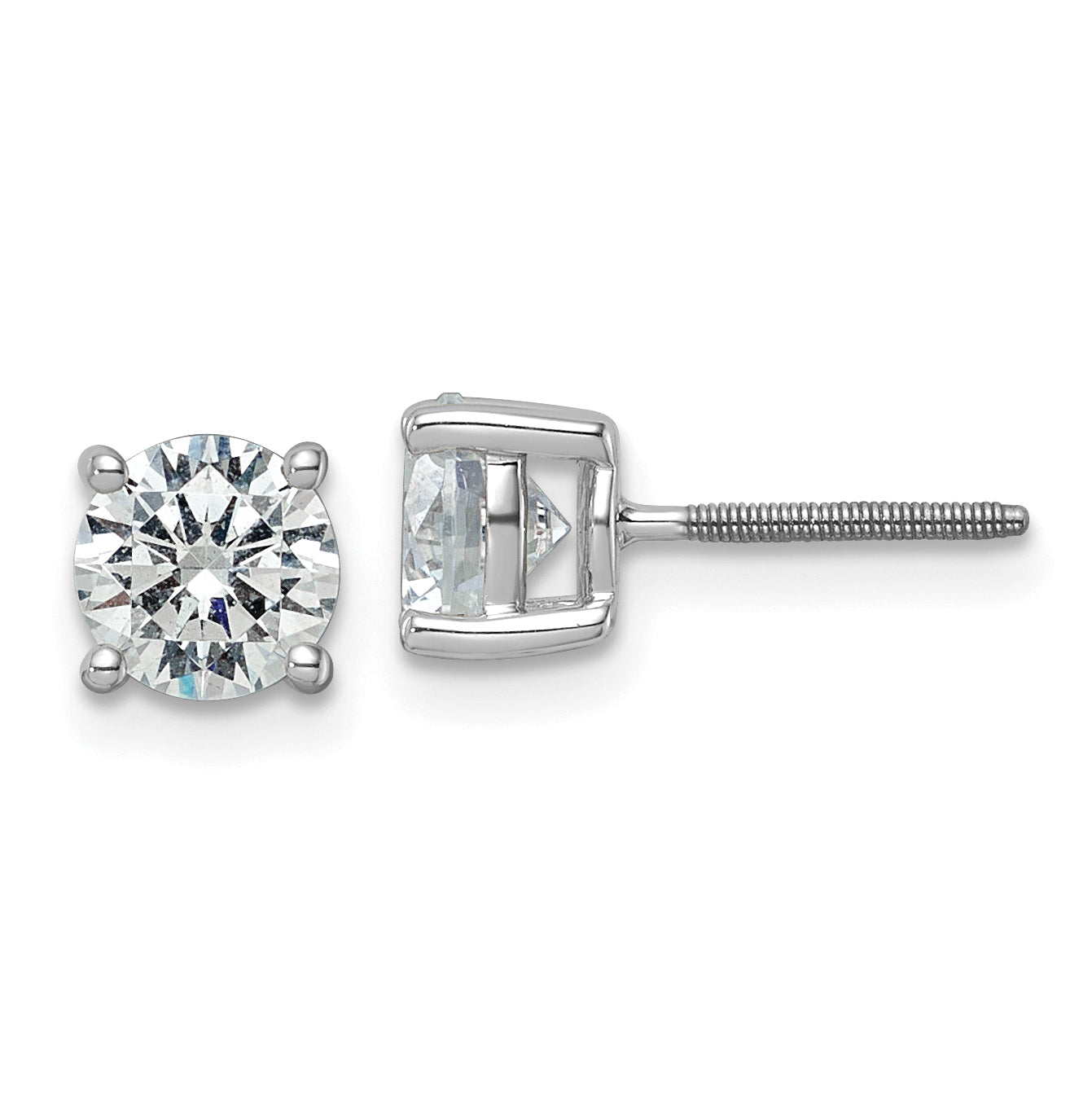 Platinum 4 ct Lab-Created Diamond VS+ F+, 4-Prong Screw-Back Stud Earrings Main image