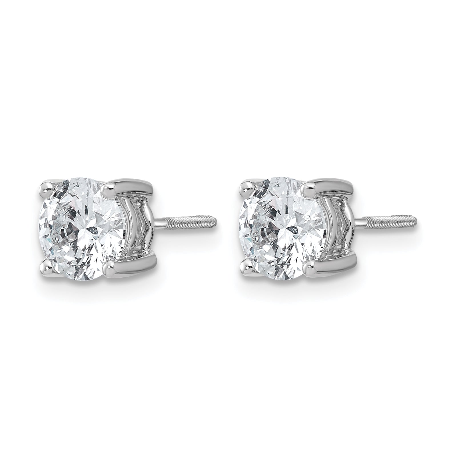 14K White Gold 2 1/2 ct Certified Lab-Created Diamond VS+ F+, 4-Prong Screw-Back Stud Earrings Secondary image