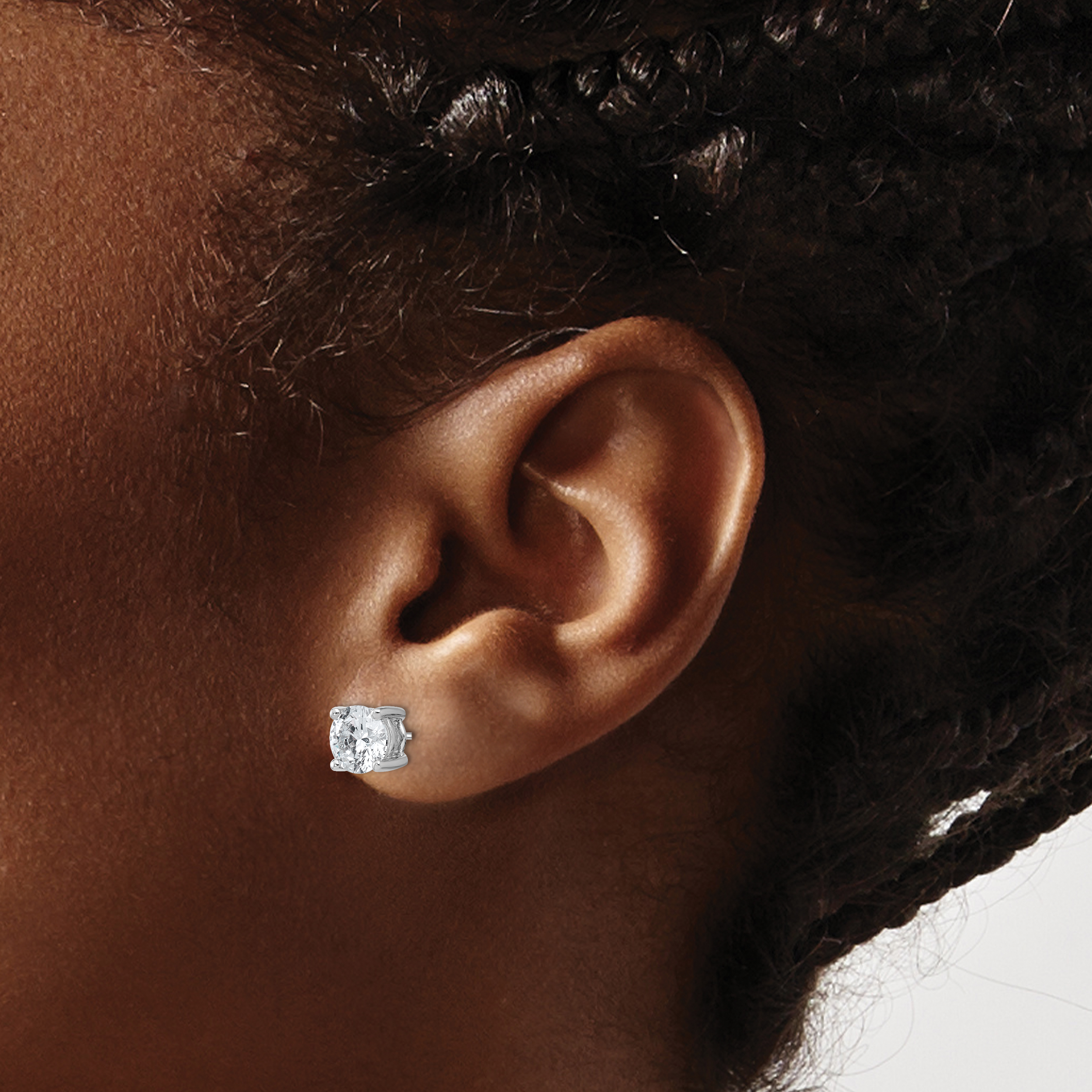 14K White Gold 3 ct Lab-Created Diamond VS/SI+ G+, 4-Prong Screw-Back Stud Earrings