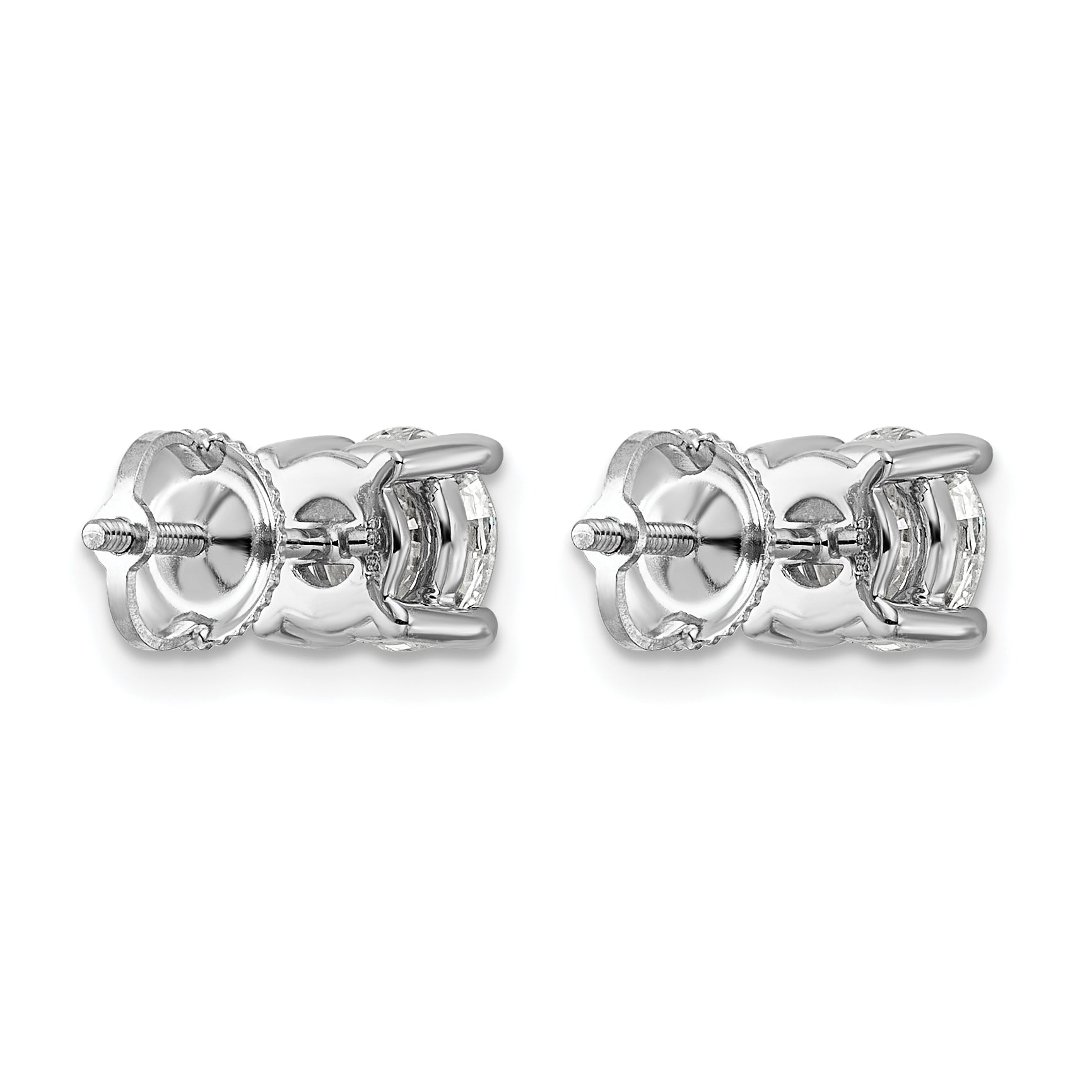 14K White Gold 5 ct Certified Lab-Created Diamond VS/SI+ G+, 4-Prong Screw-Back Stud Earrings
