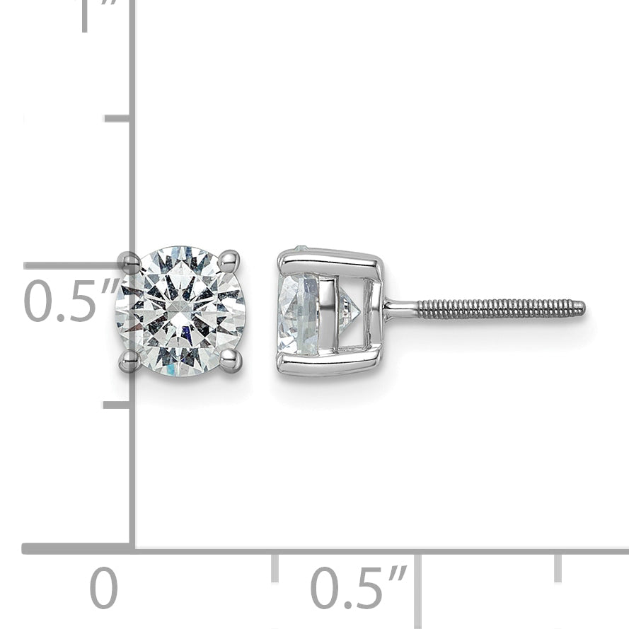14K White Gold 2 ct Certified Lab-Created Diamond VS+ F+, 4-Prong Screw-Back Stud Earrings