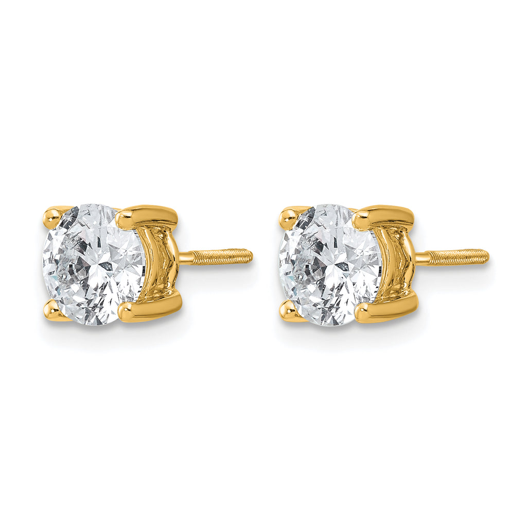 14K Yellow Gold 2 1/2 ct Certified Lab-Created Diamond VS/SI+ G+, 4-Prong Screw-Back Stud Earrings