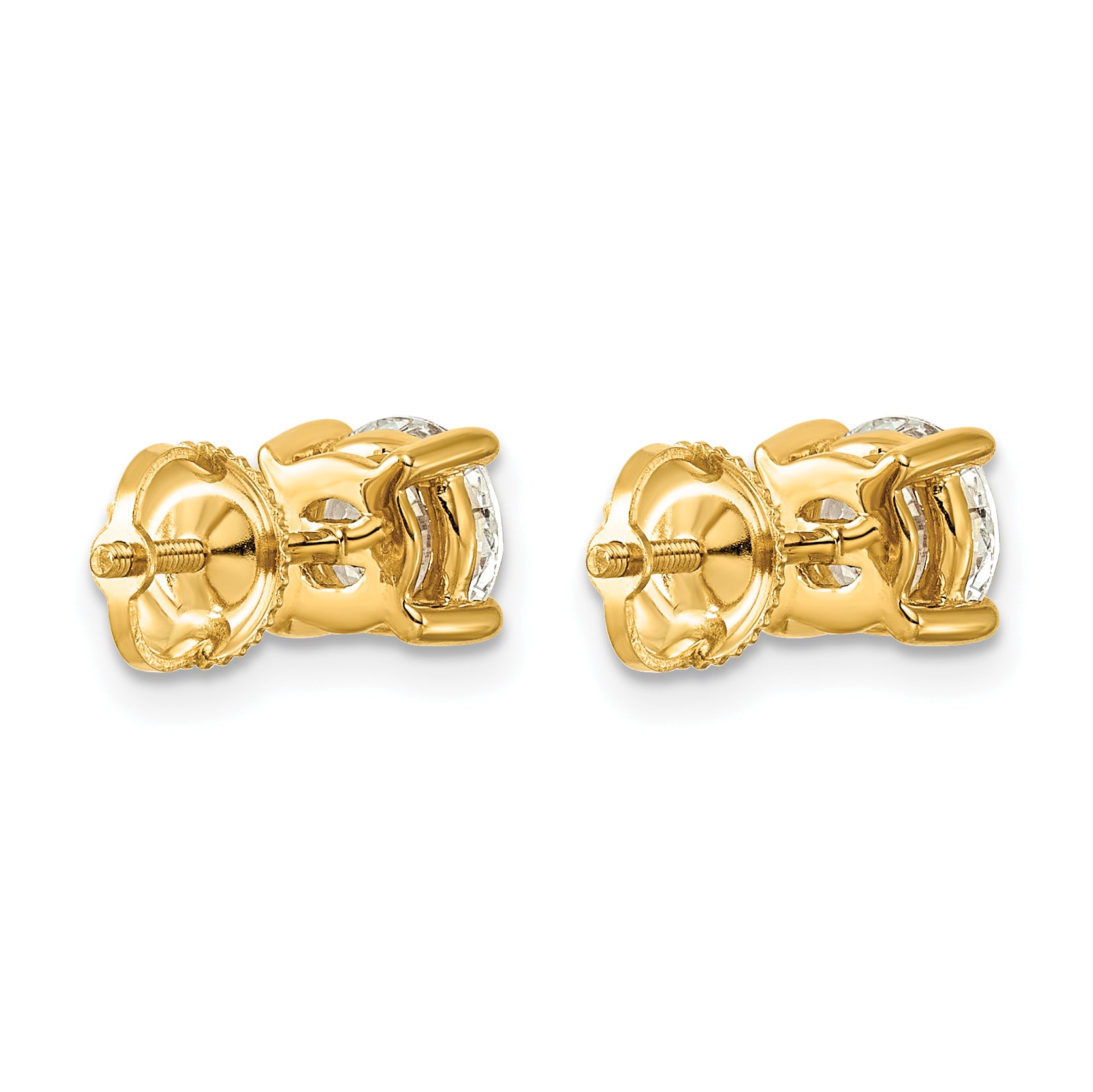 14K Yellow Gold 3 ct Lab-Created Diamond VS+ F+, 4-Prong Screw-Back Stud Earrings