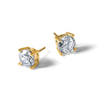 18K Yellow Gold 1 ct Lab-Created Diamond VS+ F+, 4-Prong Screw-Back Stud Earrings