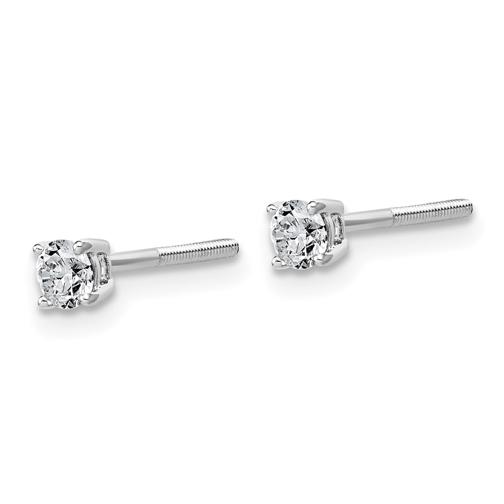 14K White Gold 1/4 ct Lab-Created Diamond VS/SI+ G+, 4-Prong Screw-Back Stud Earrings